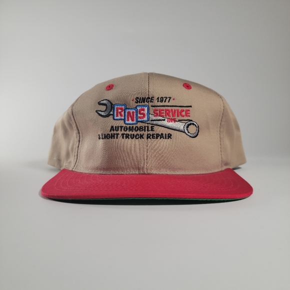 Vintage RNS Baseball Hat Cap Tan Mechanic Themed Great Condition - Picture 9 of 10